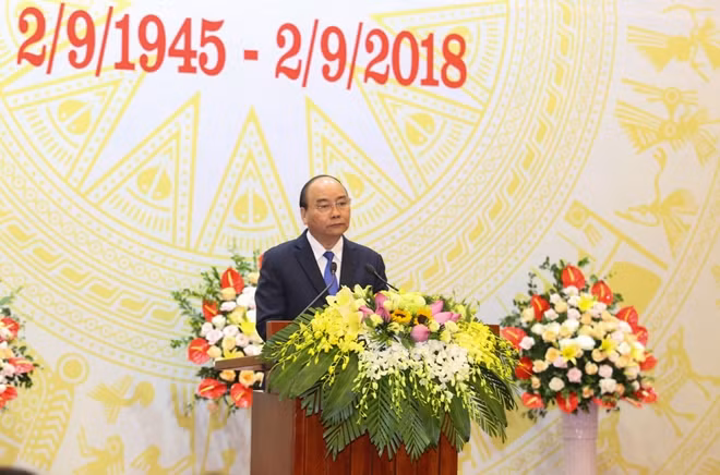 Thủ tướng Nguyễn Xuân Phúc phát biểu tại tiệc chiêu đãi.