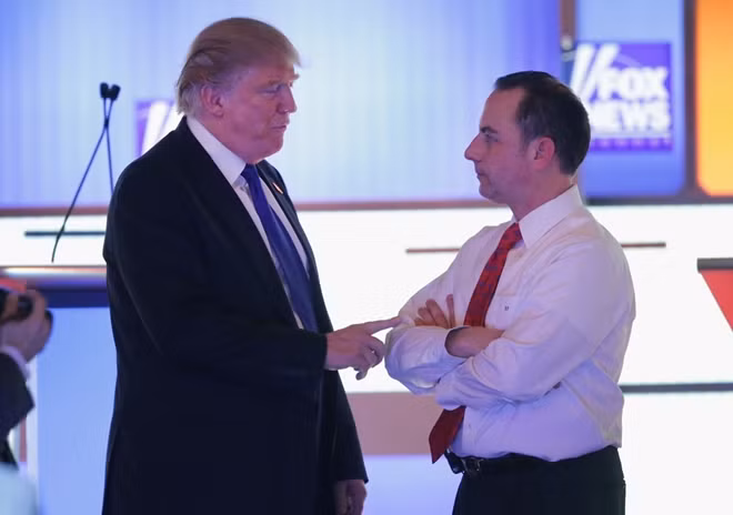 Tổng thống Mỹ Donald Trump và ông Reince Priebus khi còn là Chánh văn phòng Nhà Trắng. Ảnh: ITN