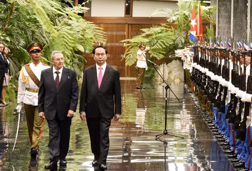 Chủ tịch nước Trần Đại Quang và Chủ tịch Cuba Raul Castro Ruz trong chuyến thăm tới Cuba của Chủ tịch nước Trần Đại Quang.