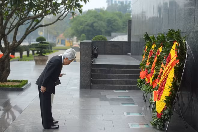 Trong khuôn khổ chuyến thăm, Nhà vua Akihito và Hoàng hậu Michiko đã đến đặt vòng hoa và viếng lăng Chủ tịch Hồ Chí Minh, vị lãnh tụ vĩ đại của dân tộc Việt Nam. Theo báo Mainichi của Nhật Bản, Việt Nam là một trong những điểm đến nước ngoài quan trọng cuối cùng của Nhà vua Akihito khi còn tại vị.