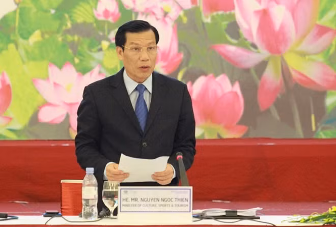 Bộ trưởng Bộ Văn hoá, Thể thao và Du lịch Nguyễn Ngọc Thiện phát biểu khai mạc.