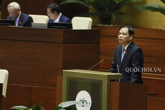 Bộ trưởng Nguyễn Xuân Cường trả lời chất vấn. Ảnh: quochoi.vn