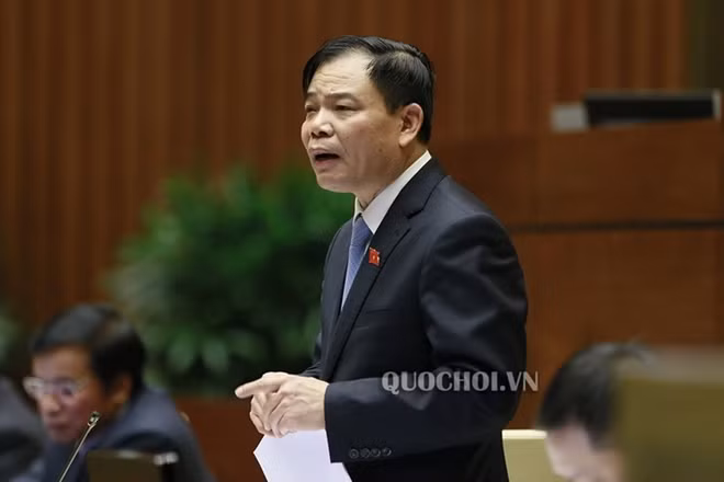 Bộ trưởng Nguyễn Xuân Cường trả lời chất vấn. Ảnh: quochoi.vn