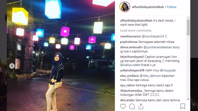 Dòng chia sẻ "điềm báo" của Alfiani. Ảnh: Malangtimes