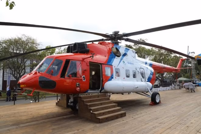 Chiếc Ka-226T trưng bày trong khuôn viên EEF 2019. Ảnh: Roctec