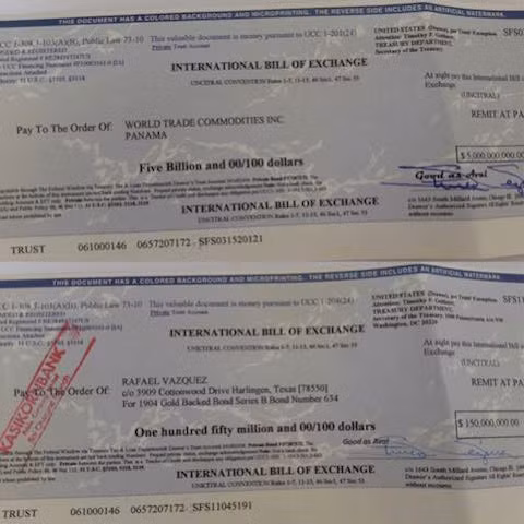 Hai tờ hối phiếu trị giá hơn 5 tỷ USD được FBI xác định, không có cơ quan chức năng nào của Hoa Kỳ phát hành.