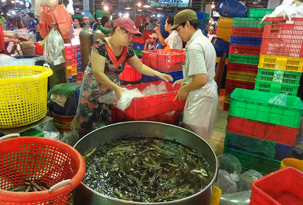 Chợ đầu mối khu vực TP Hồ Chí Minh hoạt động về đêm.