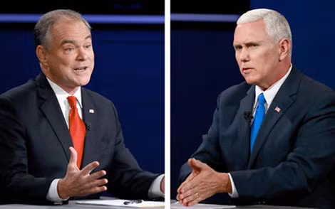Hai ứng viên Phó Tổng thống Mỹ Tim Kaine của Đảng Dân chủ (trái) và Mike Pence của Đảng Cộng hòa.