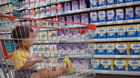 Mặt hàng sữa bột trẻ em không an toàn ở Trung Quốc.