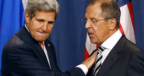 Ngoại trưởng Mỹ Kerry và người đồng cấp Nga Lavrov.