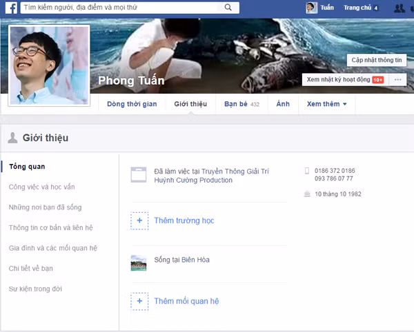 Trang facebook cá nhân của Nguyễn Xuân Long.