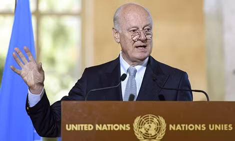 Đặc phái viên LHQ tại Syria Staffan de Mistura họp báo hoan nghênh động thái đơn phương ngừng bắn 11 tiếng của Nga và Syria.