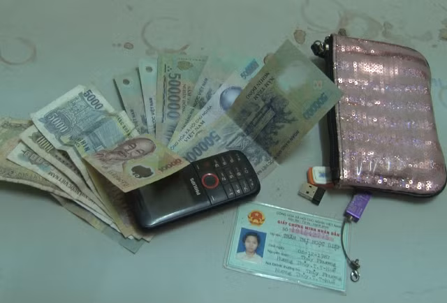 Số tài sản của chị Diệp bị đánh rơi.
