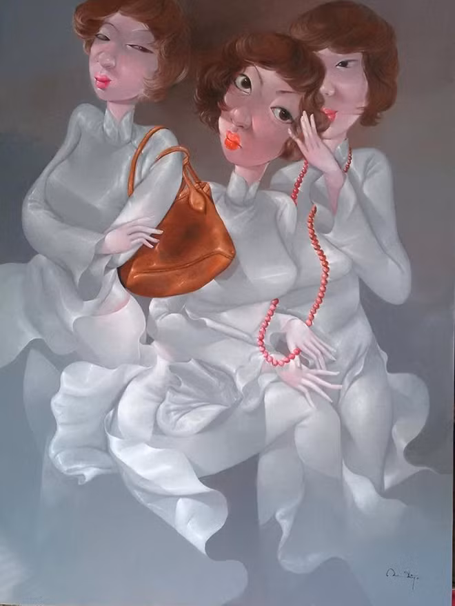 Tranh “Em về kiêu sa” của họa sĩ Đặng Thị Thu An (Huế).