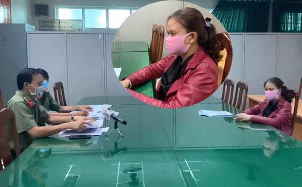 Nguyễn Thị Ngọc Huyền tại cơ quan Công an.