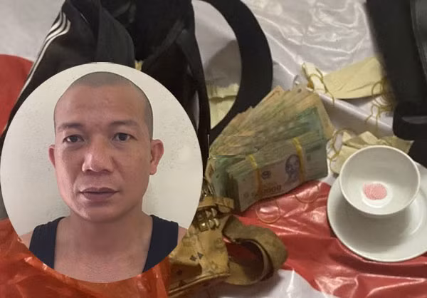 Một số tang vật thu tại chiếu bạc và đối tượng cầm đầu Phạm Văn Thông (ảnh nhỏ).