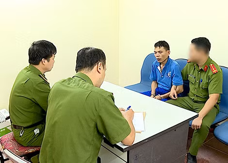 Đối tượng Lò Văn Ương tại cơ quan Công an.