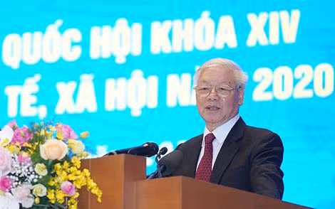 Tổng Bí thư, Chủ tịch nước Nguyễn Phú Trọng phát biểu tại phiên họp Chính phủ trực tuyến, triển khai công tác năm 2020. Tổng Bí thư, Chủ tịch nước Nguyễn Phú Trọng phát biểu tại phiên họp Chính phủ trực tuyến, triển khai công tác năm 2020.