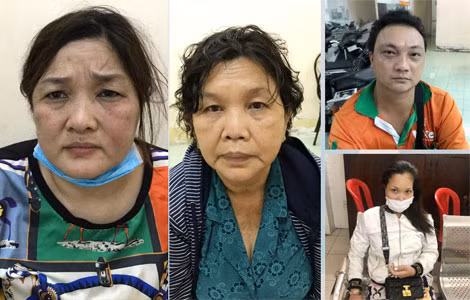 Đối tượng Lê Thị Ngọc Châu (bìa trái) và các đối tượng trong đường dây ma túy.