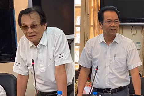 Nhà văn, nhà biên kịch Mai Vũ Phát biểu tại đại hội (trái); Nghệ sĩ nhân dân Trần Nhượng trong Đại hội Chi hội điện ảnh CAND.