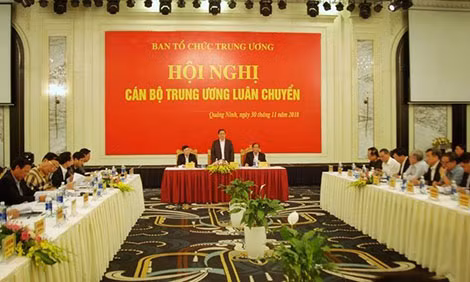 Một hội nghị của Ban Tổ chức Trung ương đánh giá công tác luân chuyển cán bộ.