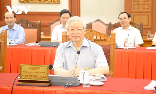 Tổng Bí thư, Chủ tịch nước Nguyễn Phú Trọng phát biểu tại buổi làm việc.