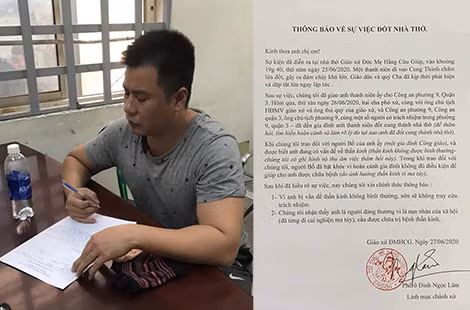Nguyễn Ái Nhân (người gây ra vụ cháy); Thông báo về nguyên nhân vụ cháy của linh mục Đinh Ngọc Lâm gửi đến giáo dân.