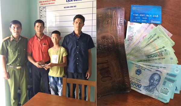 Công an xã Tam Giang tổ chức trao lại tài sản cho anh Đào Việt Dương; Tài sản em Tài nhặt được. Công an xã Tam Giang tổ chức trao lại tài sản cho anh Đào Việt Dương; Tài sản em Tài nhặt được.