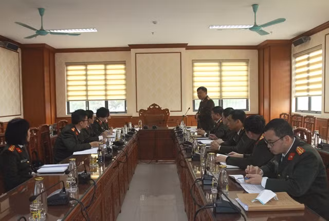 Quang cảnh buổi làm việc tại Công an tỉnh Vĩnh Phúc.