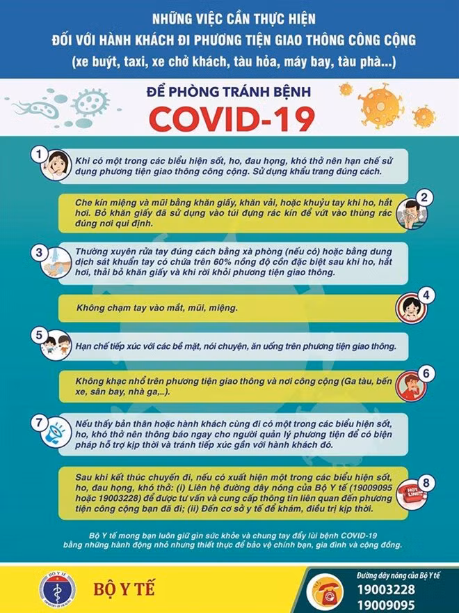 Khuyến cáo dành cho người sử dụng phương tiện giao thông công cộng.