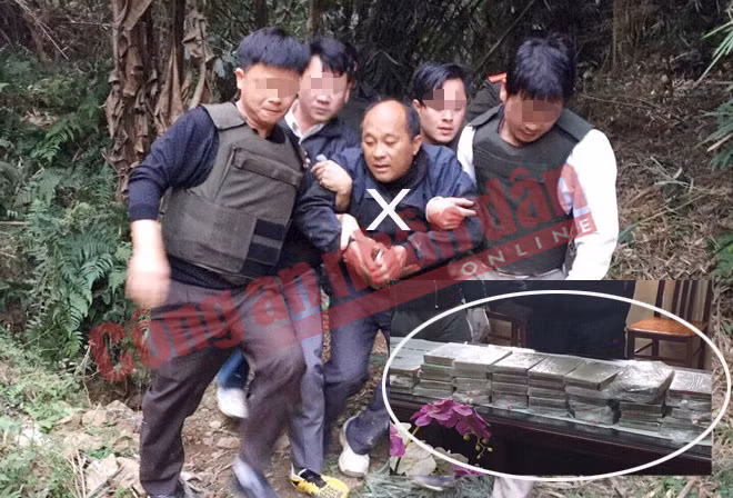 Các trinh sát bắt giữ Hạng A Lau. Ảnh: Cơ quan CSĐT cung cấp