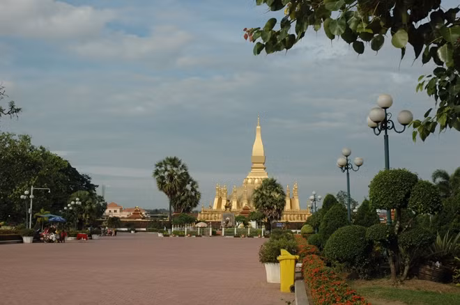 Danh thắng Tháp Luông ở thủ đô Viêng Chăn.
