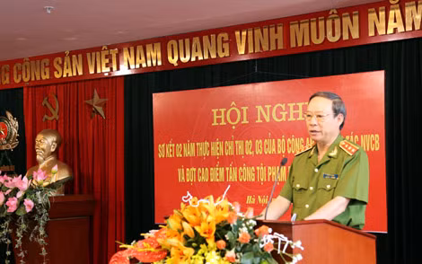 Thượng tướng Lê Quý Vương, Ủy viên TW Đảng, Thứ trưởng Bộ Công an, phát biểu chỉ đạo Hội nghị.