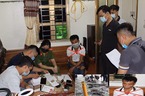 Cơ quan Công an bắt giữ đối tượng Long và tang vật vụ án.