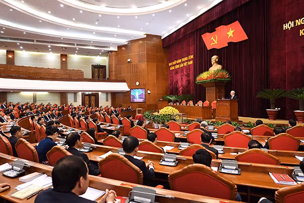 Tổng Bí thư, Chủ tịch nước Nguyễn Phú Trọng phát biểu bế mạc Hội nghị Trung ương 2 (khóa XII), sáng 9/3.
