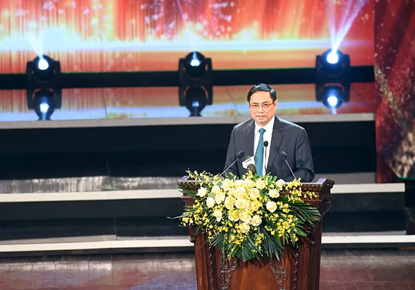 Thủ tướng Chính phủ Phạm Minh Chính phát biểu tại buổi lễ. Ảnh: Đỗ Hà.
