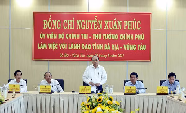 Thủ tướng Nguyễn Xuân Phúc làm việc với lãnh đạo tỉnh Bà Rịa – Vũng Tàu.