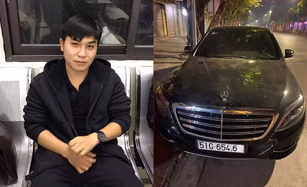 Nam tài xế và chiếc ôtô Mercedes S500.