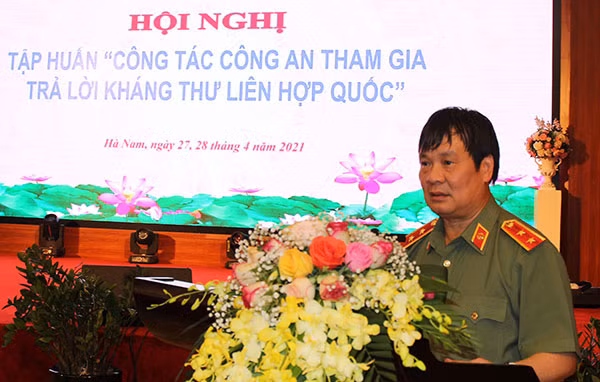 Trung tướng Nguyễn Thanh Sơn – Cục trưởng Cục Đối ngoại, Bộ Công an phát biểu khai mạc Hội nghị.