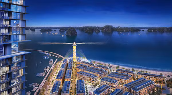 Những con phố sầm uất Sun Marina Plaza bên Vịnh Du thuyền.
