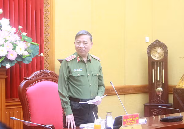 Bộ trưởng Tô Lâm phát biểu tại buổi làm việc.