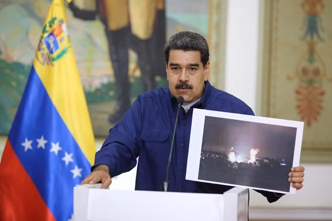 Tổng thống Venezuela Nicolas Maduro đổ lỗi cho Mỹ về tình trạng mất điện diện rộng. Ảnh Reuters.