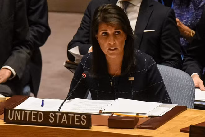 Đại sứ Mỹ tại LHQ Nikki Haley. Ảnh Reuters