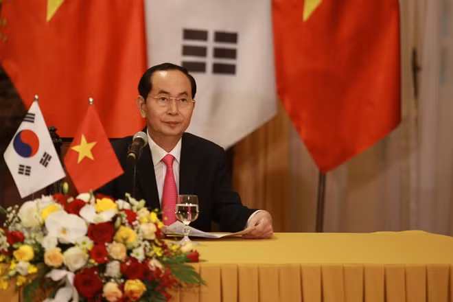 Chủ tịch nước Trần Đại Quang tại cuộc họp báo.