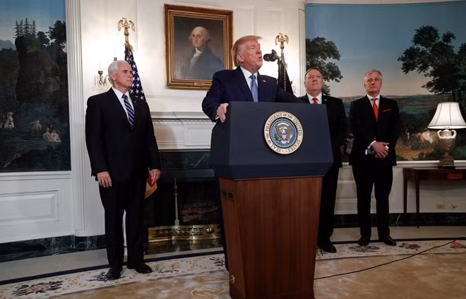Tổng thống Mỹ Donald Trump phát biểu tại Nhà Trắng. Ảnh Reuters.
