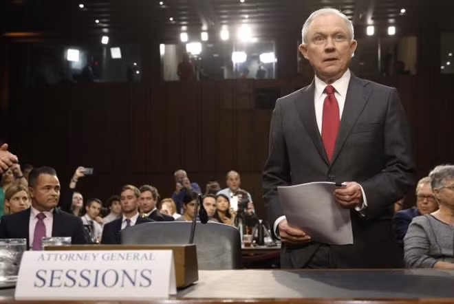 Bộ trưởng Tư pháp Mỹ Jeff Sessions. Ảnh Reuters