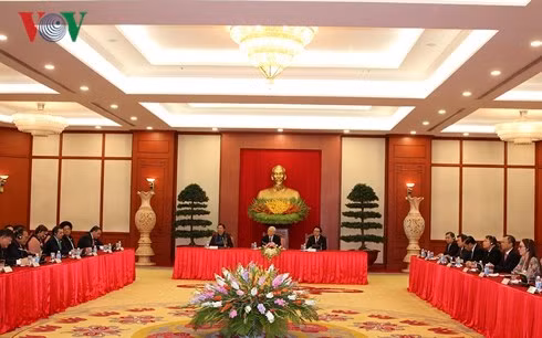 Toàn cảnh buổi tiếp. Ảnh VOV