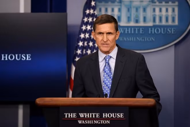 "Cựu" Cố vấn an ninh Mỹ Michael Flynn. Ảnh Reuters