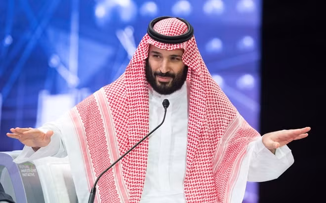Thái tử Saudi tại hội nghị đầu tư tại Riyadh. Ảnh Reuters.