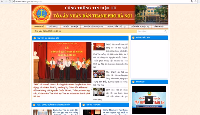 Giao diện của Cổng thông tin điện tử